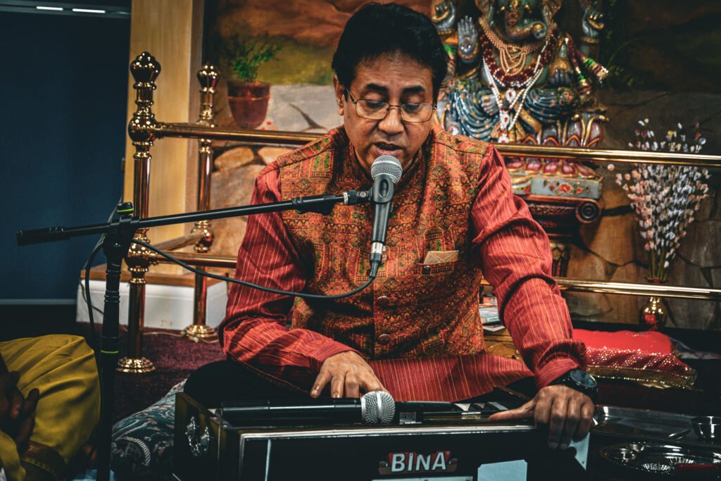 Saikat Mitra performing during the Ganesh Chaturthi celebration in Cardiff